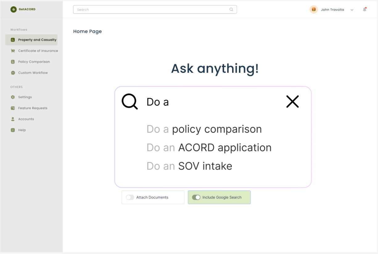 GetACORD AI app interface